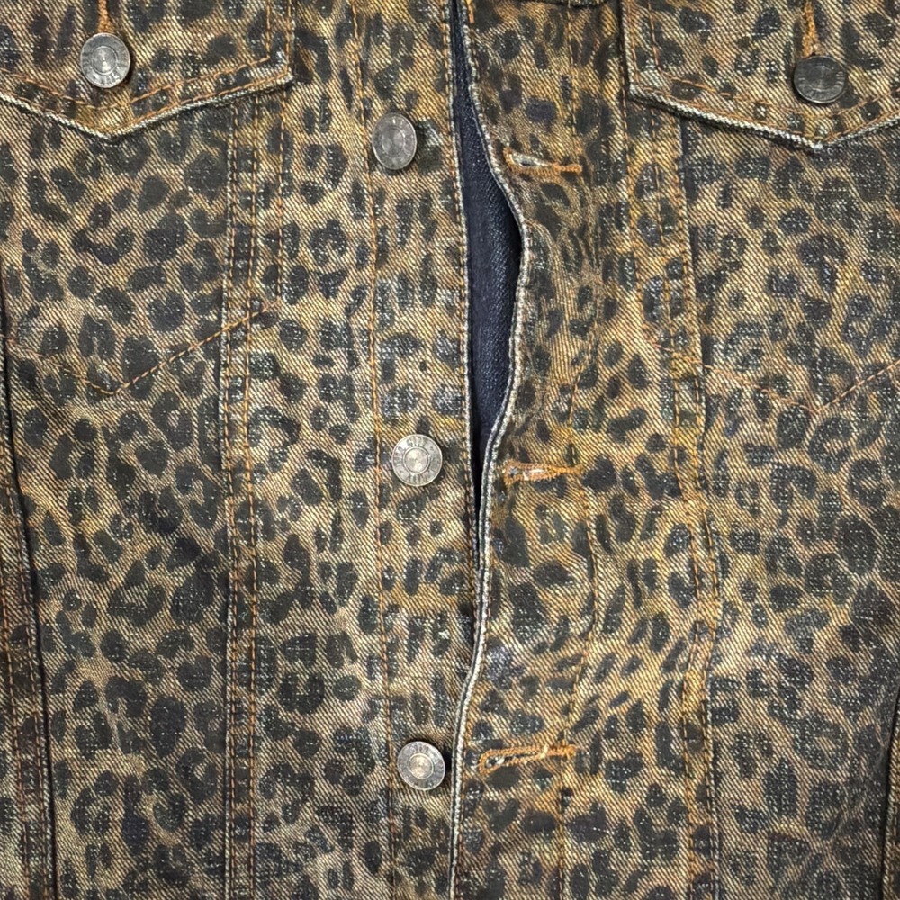 Kill City Leopard Print Denim Vest SMALL Sleeveless Trucker Punk Rock M Medium - Picture 5 of 7